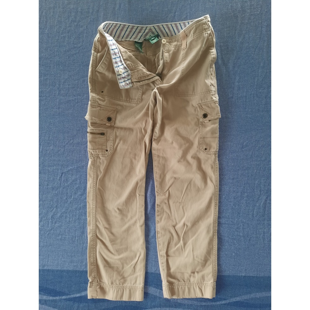 Lauren Ralph Lauren Womens 6P Khaki Tan Cotton Cargo Utility Straight Leg Pants